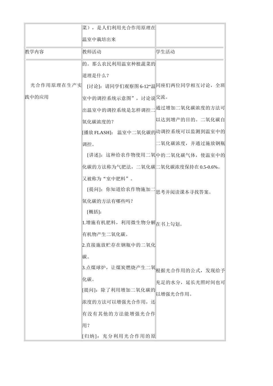 七年级生物上册 6-5光合作用和呼吸作用原理的应用教案苏教版_第2页