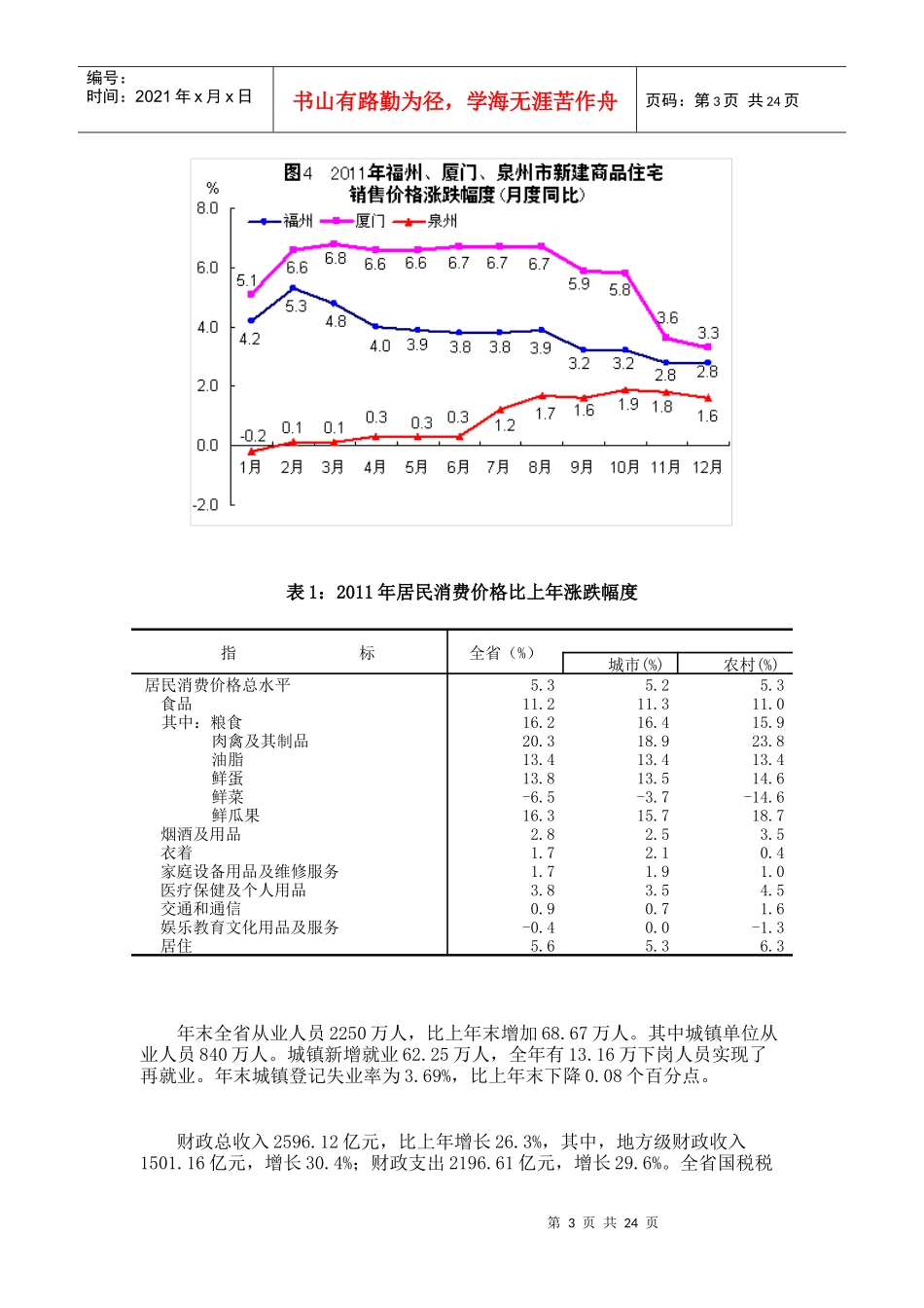 XXXX年福建省国民经济和社会发展统计公报_第3页