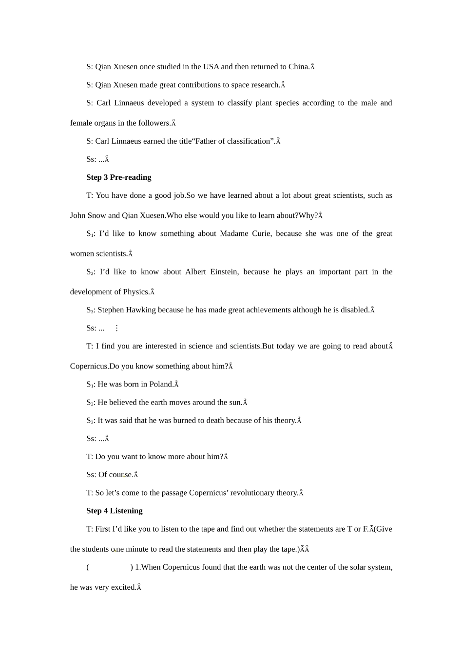 高中英语 Unit 1　Great scientists Period 1） (3)优秀教案 新人教版必修5_第3页