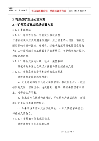 XXXX年蒋庄煤矿现场处置方案MicrosoftWord文档2