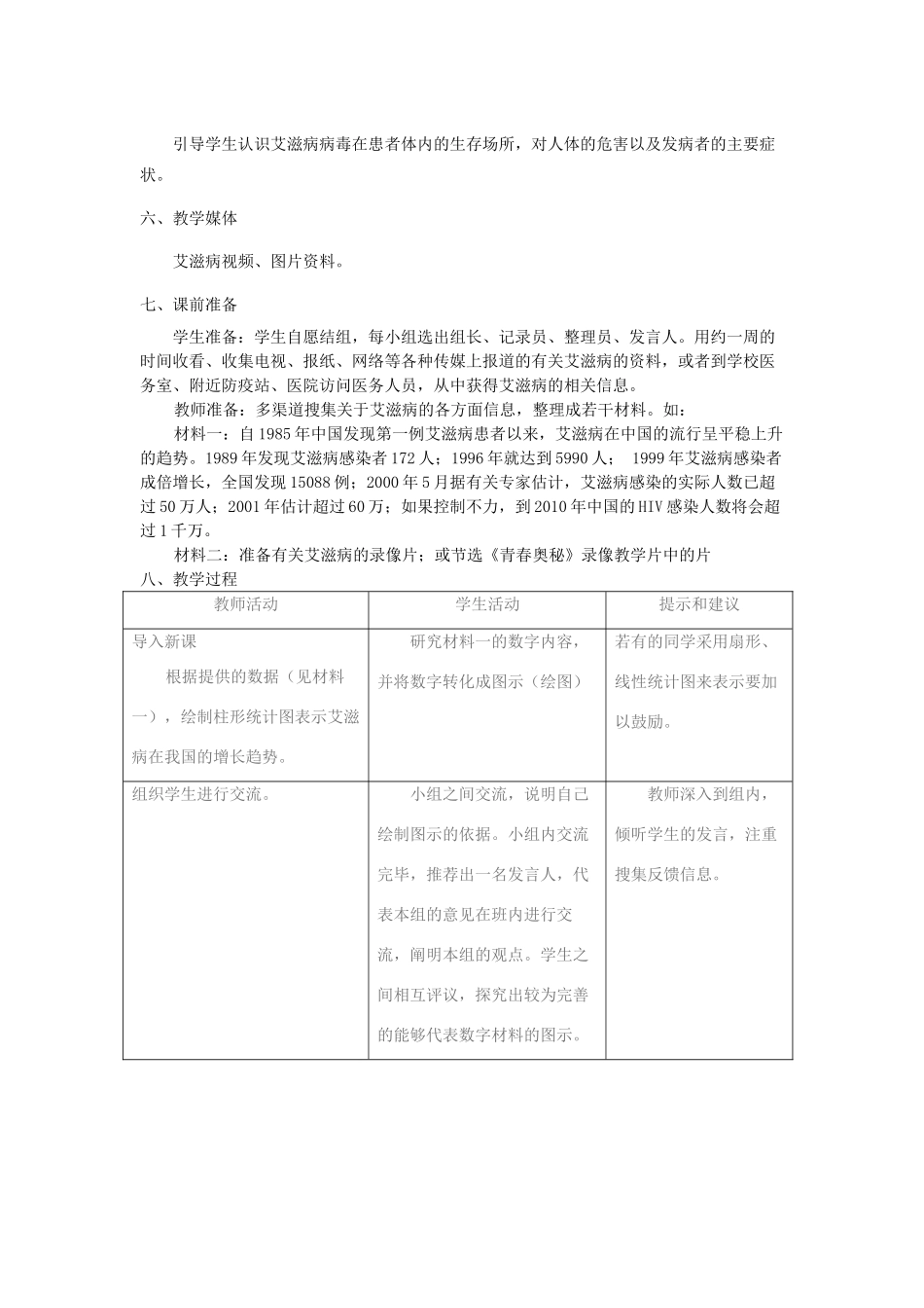 七年级生物下册 艾滋病的发生与流行教案 冀教版_第2页