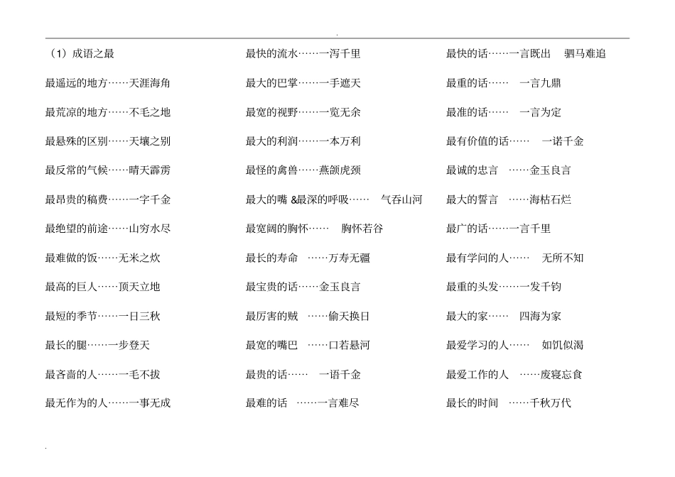 成语大全(成语之最、成语接龙、成语典故含有动物的成语)_第1页