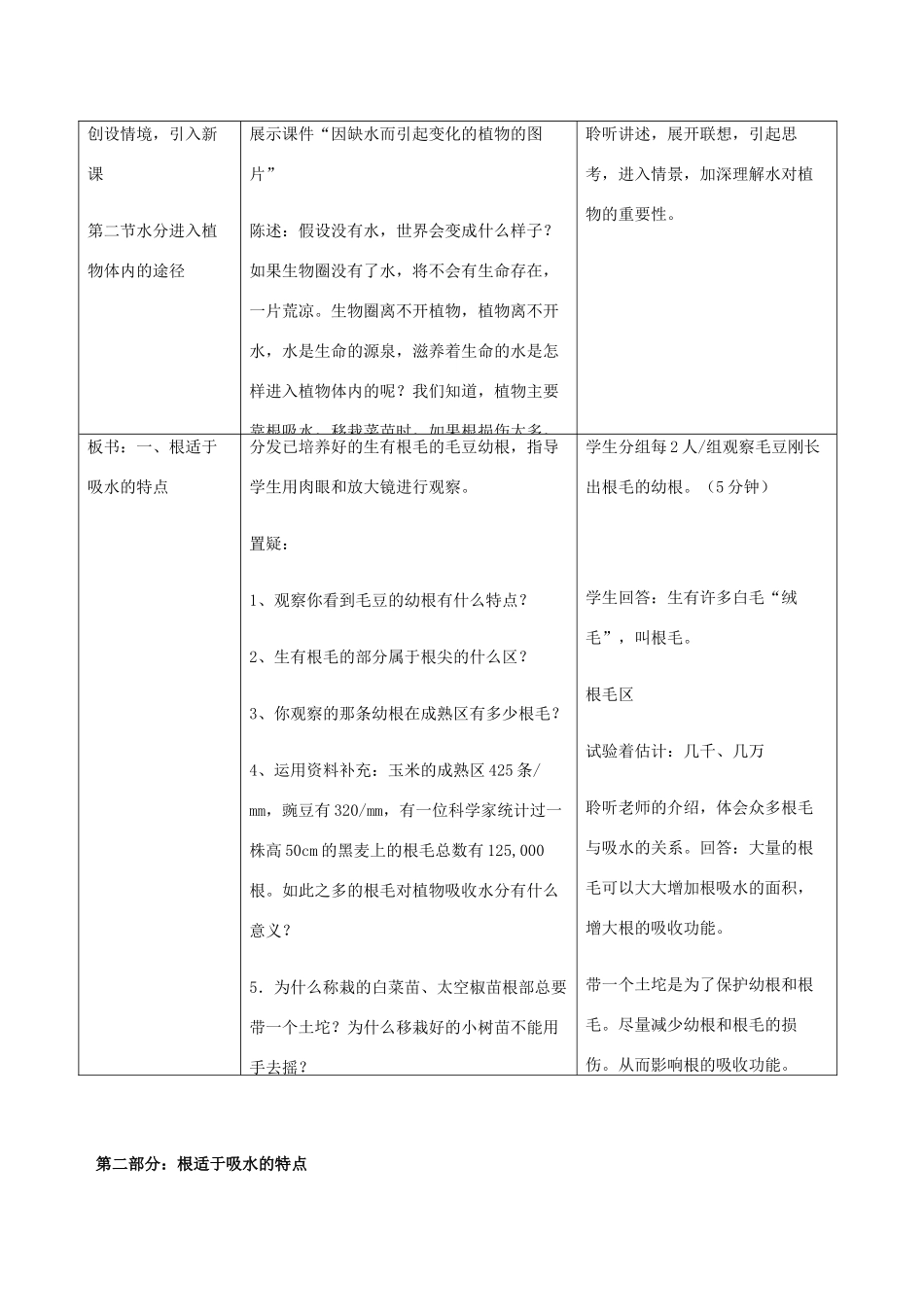 七年级生物上册 第二节水分进入植物体内的途径教学设计人教新课标版_第3页