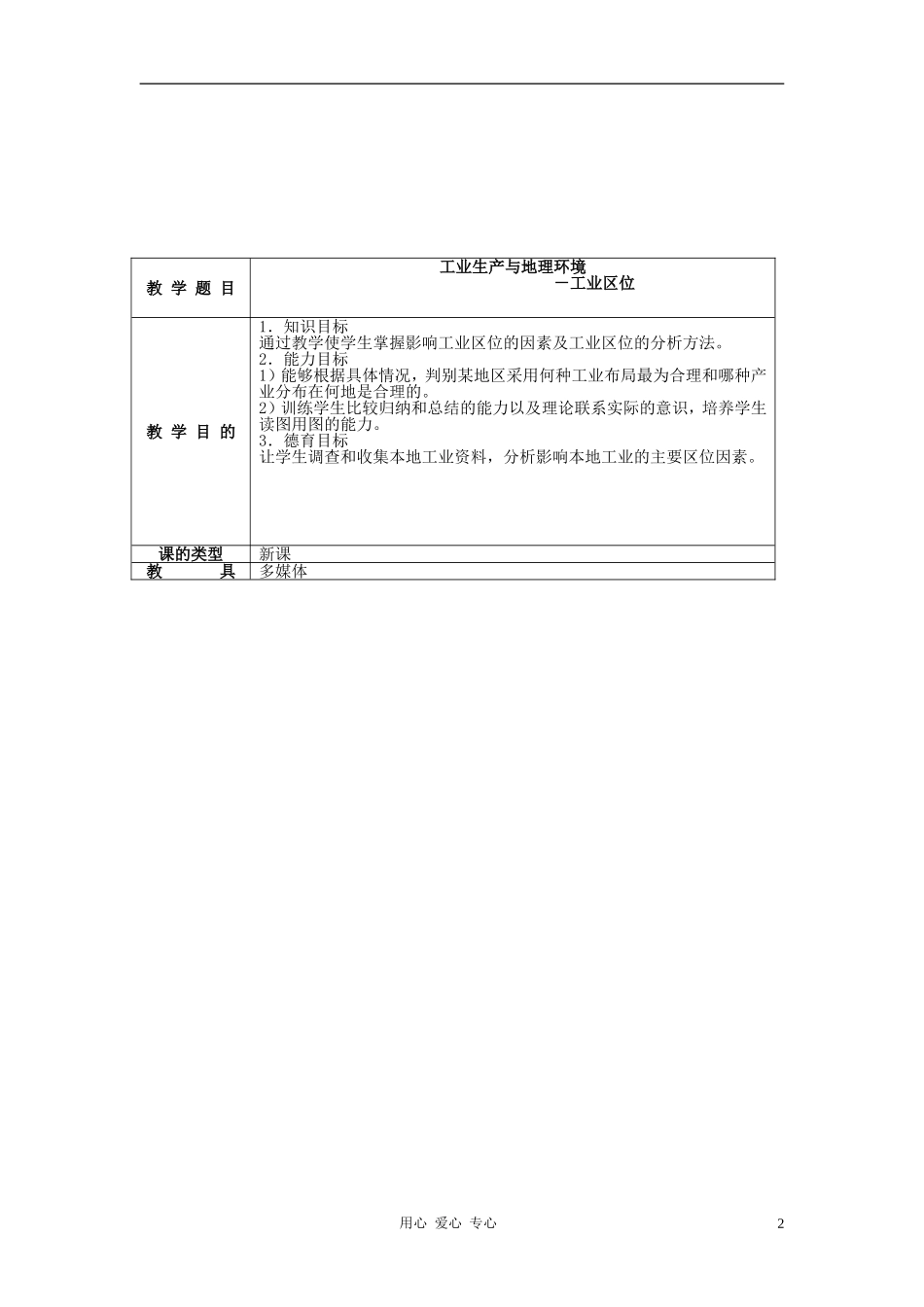 高中地理《工业区位》教案3 中图版必修2_第2页