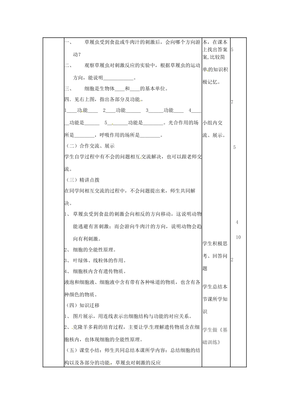 七年级生物上册 1.2.1 细胞的结构和功能教案（2）（新版）济南版-（新版）济南版初中七年级上册生物教案_第2页