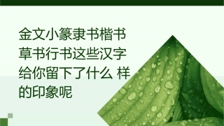 金文小篆隶书楷书草书行书这些汉字给你留下了什么样的印象呢课件