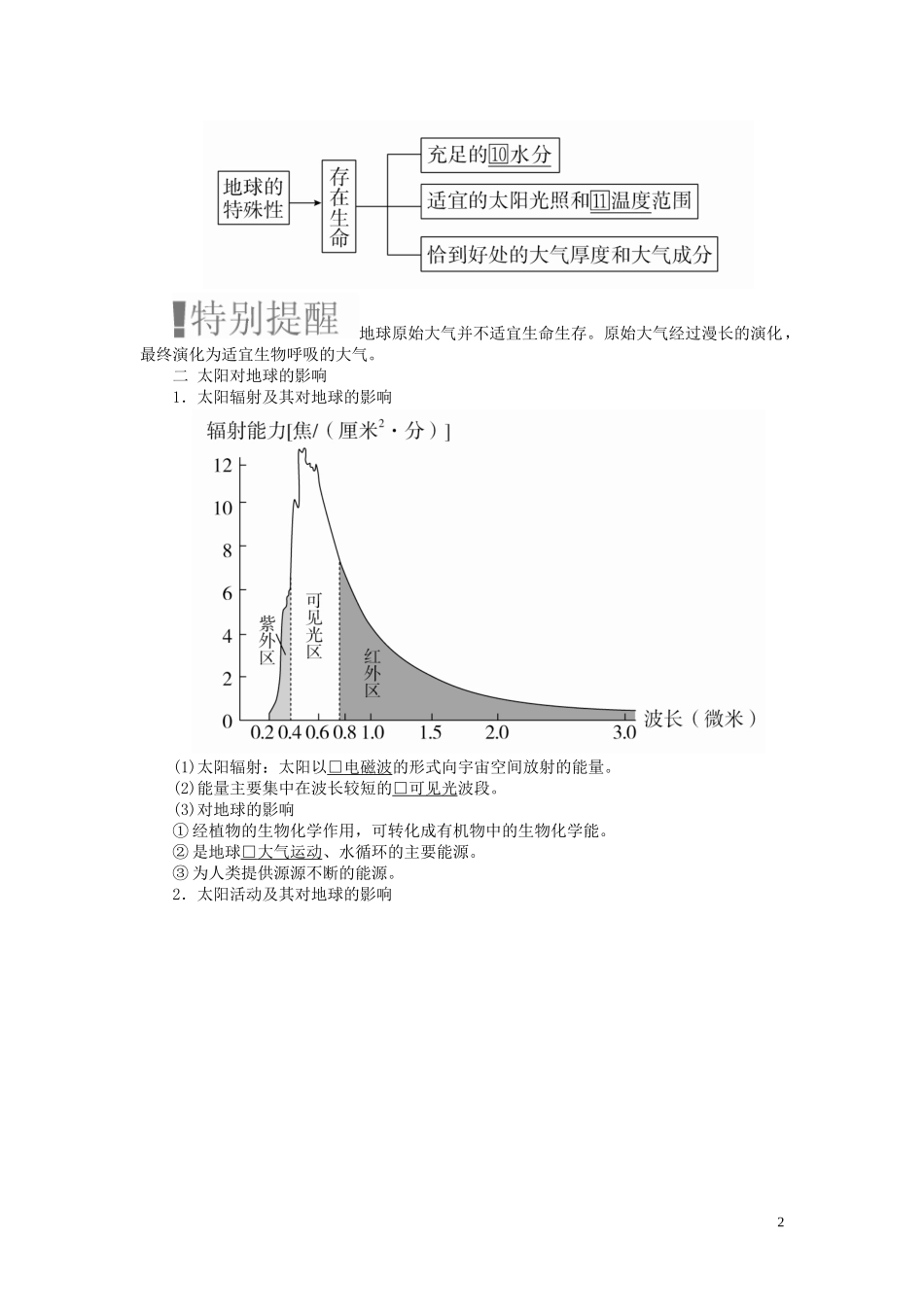 高考地理一轮复习 第1章 行星地球 第3讲 地球的宇宙环境和太阳对地球的影响教案（含解析）湘教版必修1-湘教版高三必修1地理教案_第2页