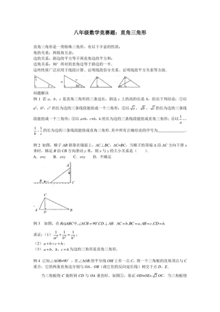八年级数学竞赛题：直角三角形