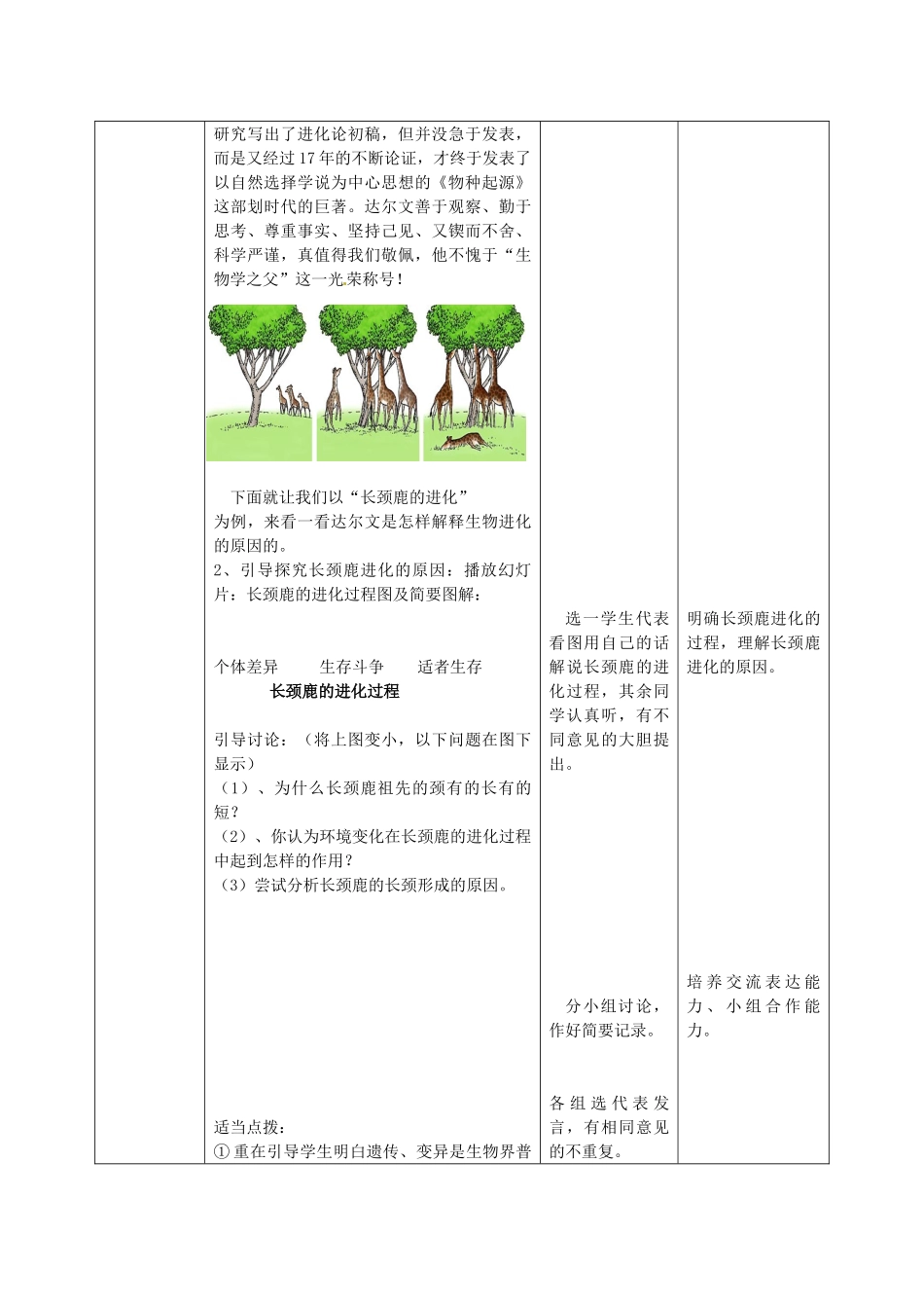 山东省枣庄市第四十二中学八年级生物《生物进化的原因》教案_第3页