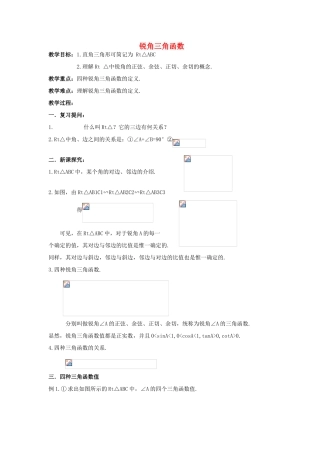 九年级数学上册《锐角三角函数》教案2 华东师大版