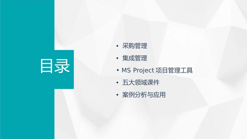 采购管理和集成管理MSProject项目管理工具涉及了其中五大领域课件_第2页