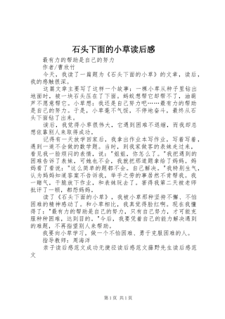 石头下面的小草读后感 