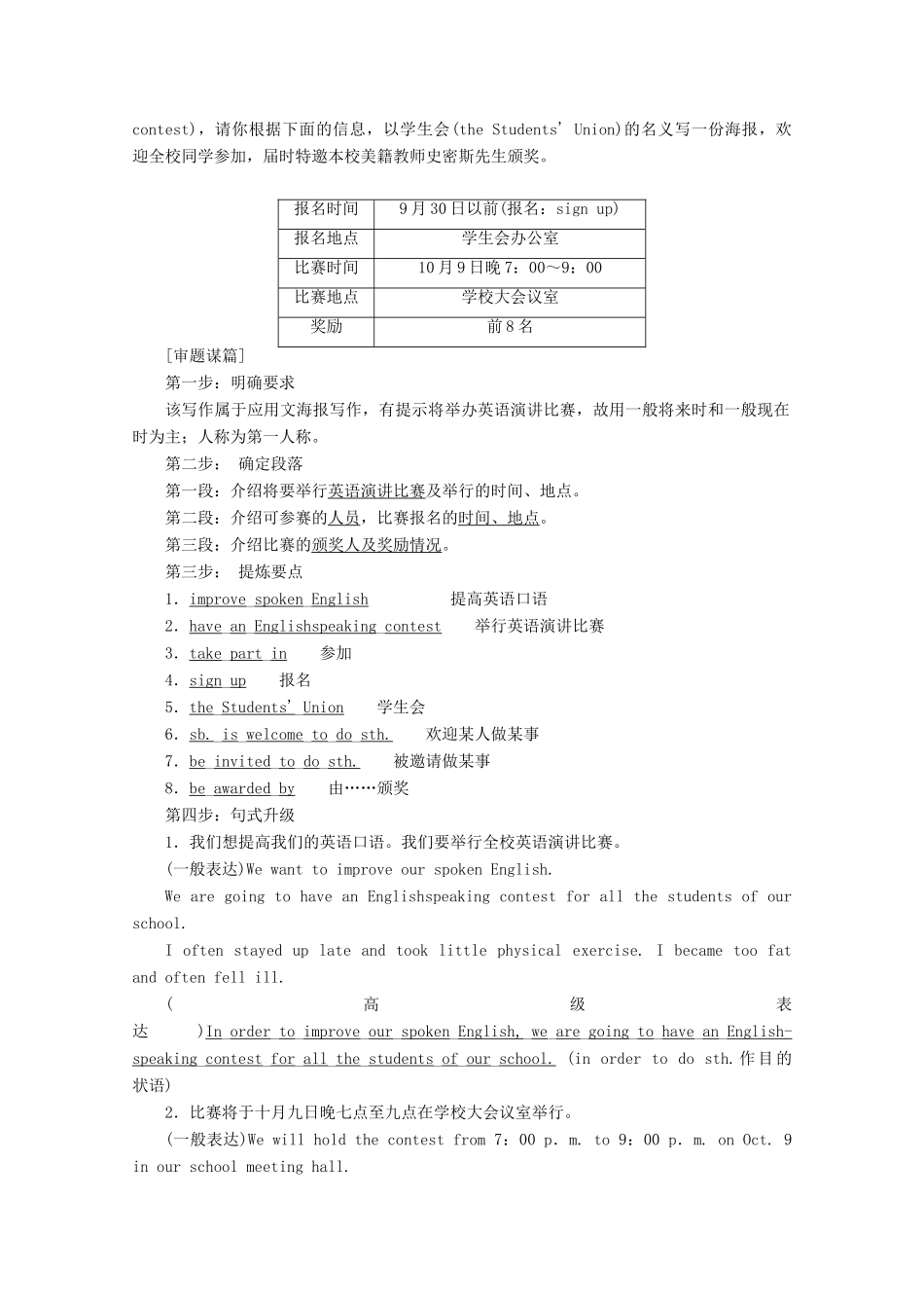 高中英语 Unit 5 Languages around the world Section Ⅴ Writing — 海报讲义 新人教版必修第一册-新人教版高一第一册英语教案_第2页