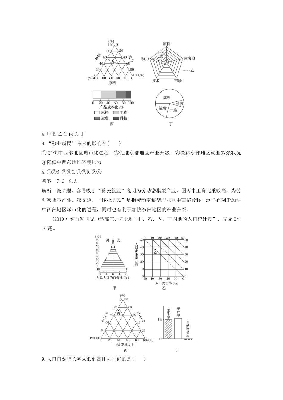 高考地理新导学大一轮复习 第二册 第一单元 人口与地理环境 专项突破练4 地理统计图表讲义（含解析）鲁教版-鲁教版高三第二册地理教案_第3页