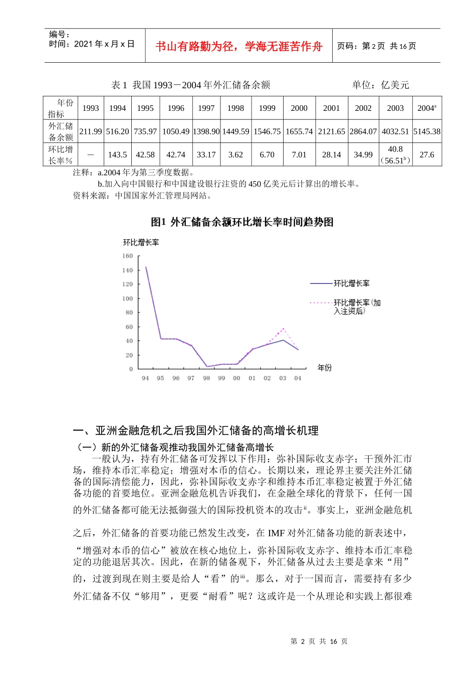 亚洲金融危机以后我国外汇储备高增长对货币供给的影响研究_第2页