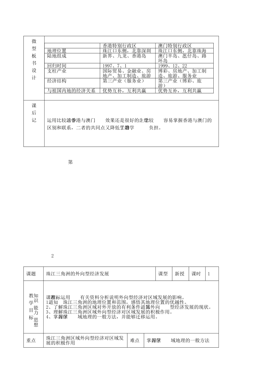 山东省莘县妹冢镇中心初级中学八年级地理下册 6.2 香港特别行政区与澳门特别行政区教案 新人教版_第3页