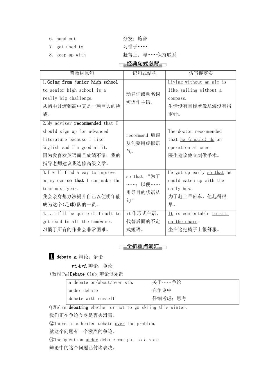 高中英语 Unit 1 Teenage life Section Ⅱ Listening and Speaking  Reading and Thinking——Language Points教案（含解析）新人教版必修1-新人教版高一必修1英语教案_第2页