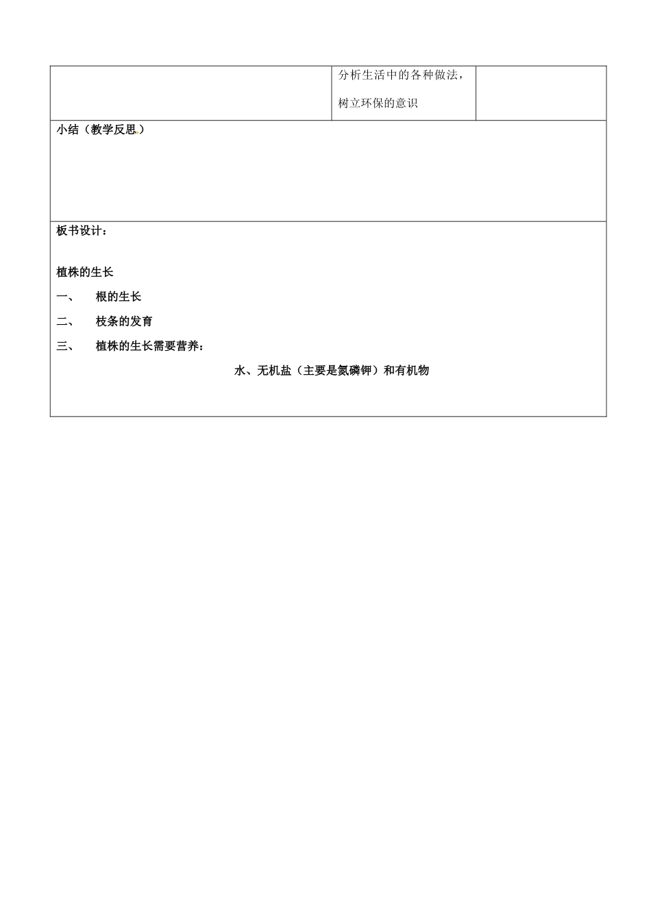山东省郯城县第三初级中学七年级生物上册《植株的生长》教案 新人教版_第3页