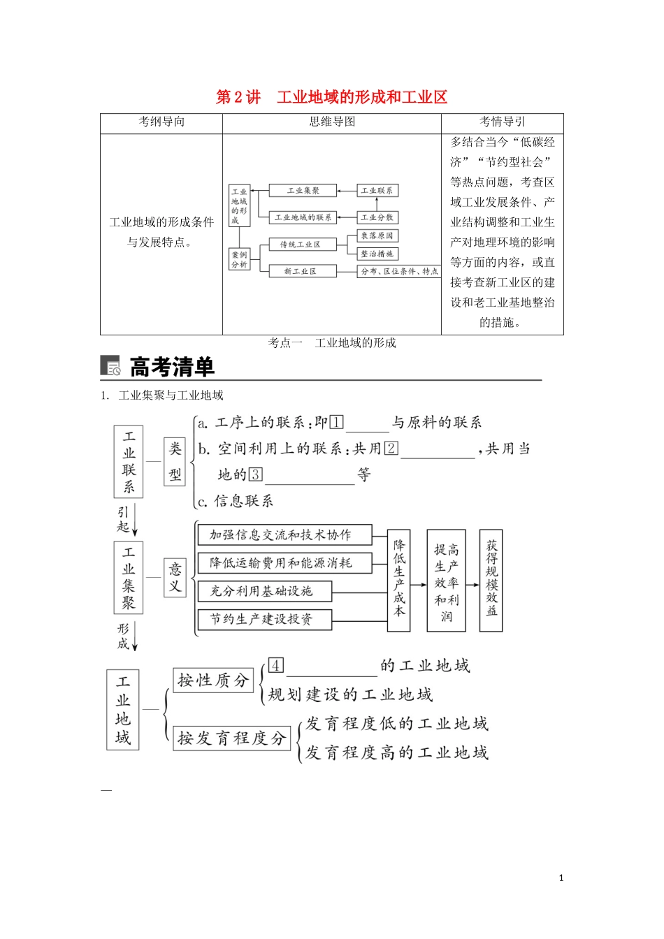 （锁定高考）高考地理一轮总复习 第十章 工业地域的形成与发展 第2讲 工业地域的形成和工业区讲义（含解析）新人教版-新人教版高三全册地理教案_第1页