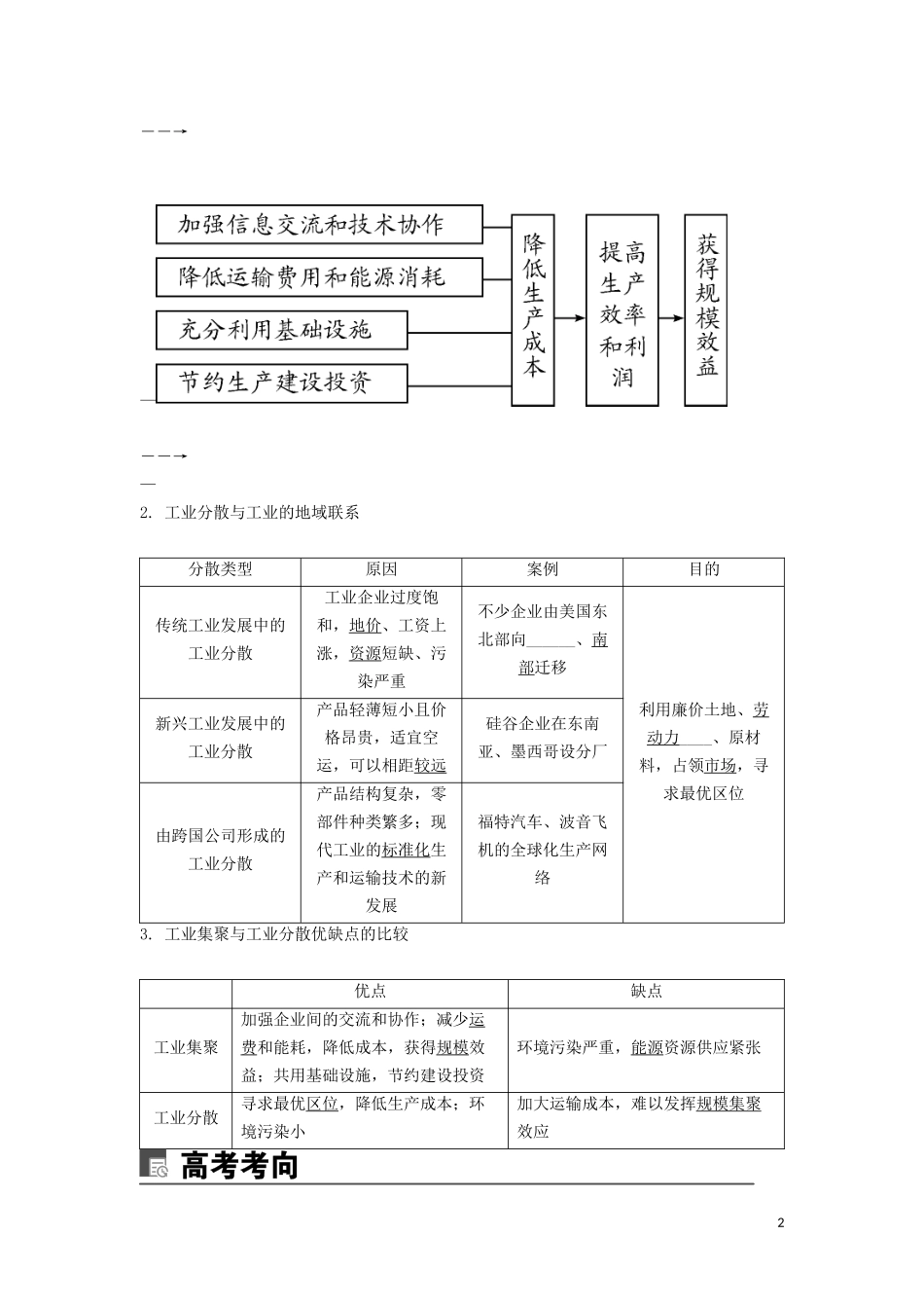（锁定高考）高考地理一轮总复习 第十章 工业地域的形成与发展 第2讲 工业地域的形成和工业区讲义（含解析）新人教版-新人教版高三全册地理教案_第2页