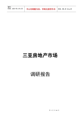 三亚房地产市场(呈报版)