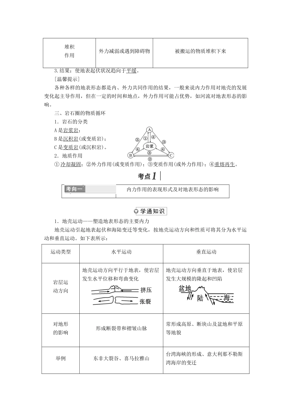 高中地理上学期第七周 塑造地表形态的力量教学设计-人教版高中全册地理教案_第3页