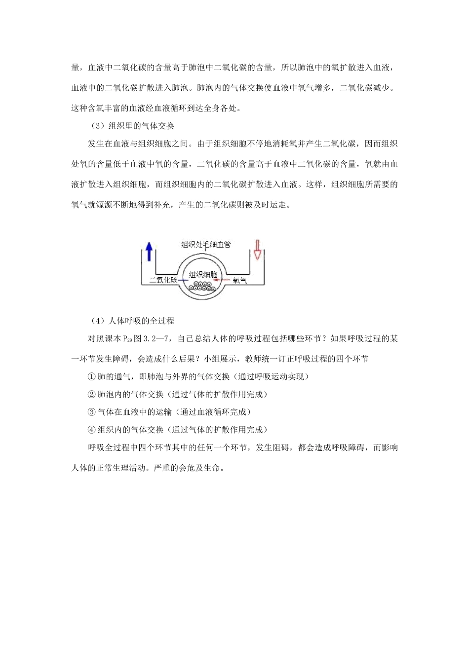 七年级生物下册 第十章 第四节 人体内的气体交换教案3 （新版）苏教版_第3页