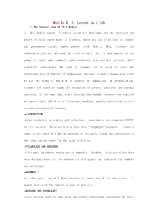 高中英语 Module 5 1st period教案 外研版必修1