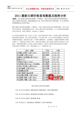 XXXX最新白酒价格查询数据及趋势分析