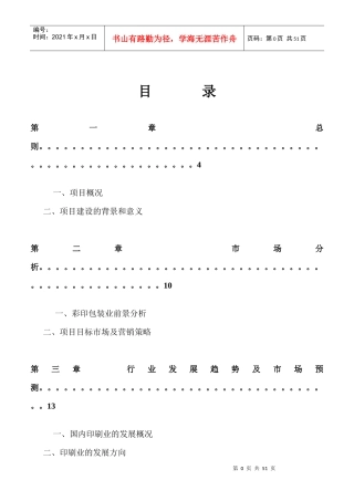 ☆彩印包装生产项目可行性研究报告