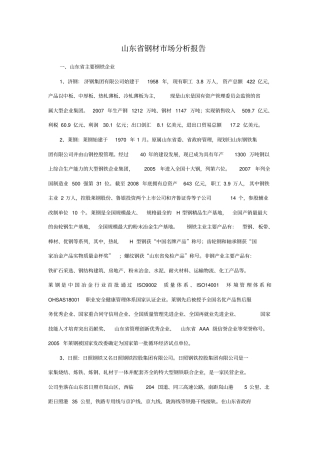 山东省钢材市场分析报告