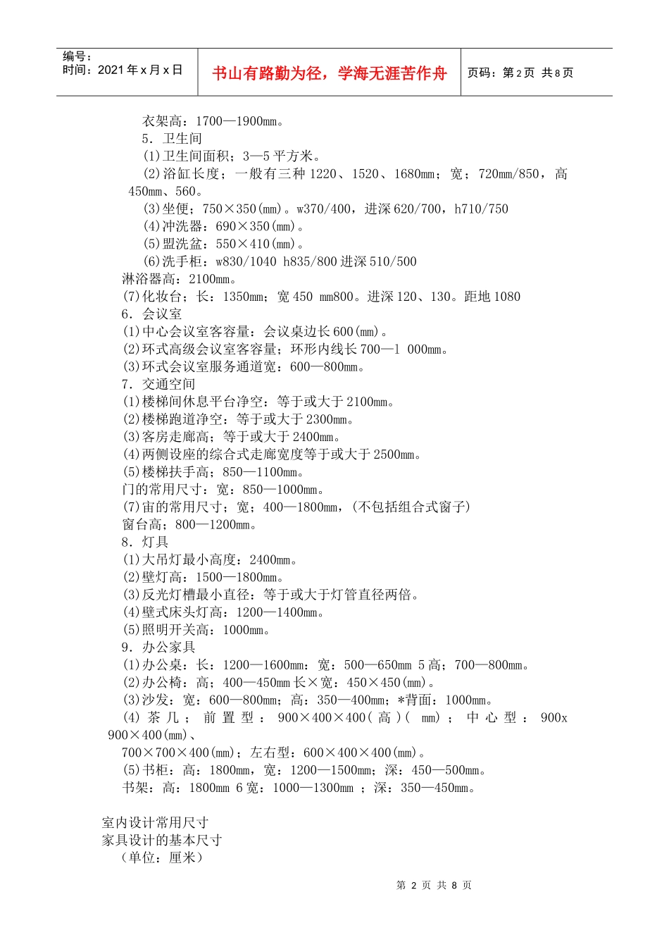 人体工程学室内设计尺寸(整理)_第2页