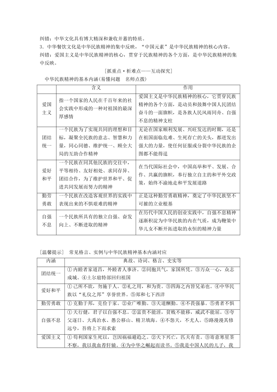 高考政治总复习 第11单元 中华文化与民族精神 课时2 我们的民族精神教师用书 新人教版-新人教版高三全册政治教案_第2页