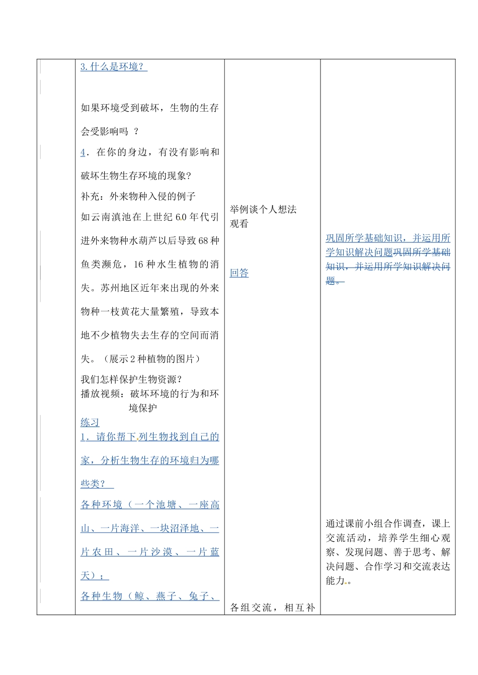 七年级生物上册 2.2.1 生物生存的环境教案 （新版）苏科版-（新版）苏科版初中七年级上册生物教案_第2页