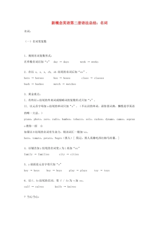 （新概念英语）高中英语 第二册 语法总结 名词