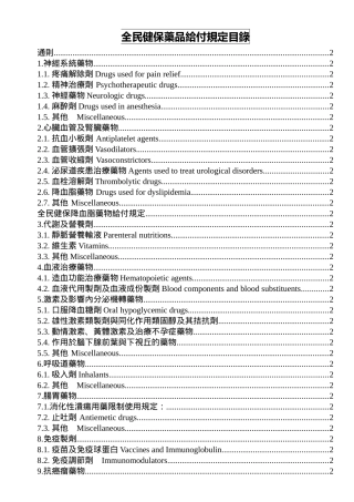 全民健保药品给付规定目录