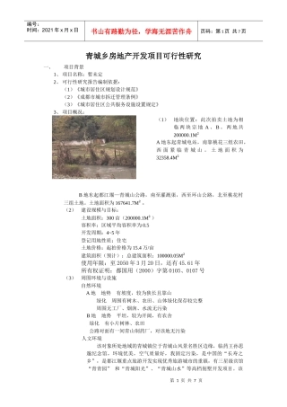 【房地产精品文档】青城乡房地产开发项目可行性研究