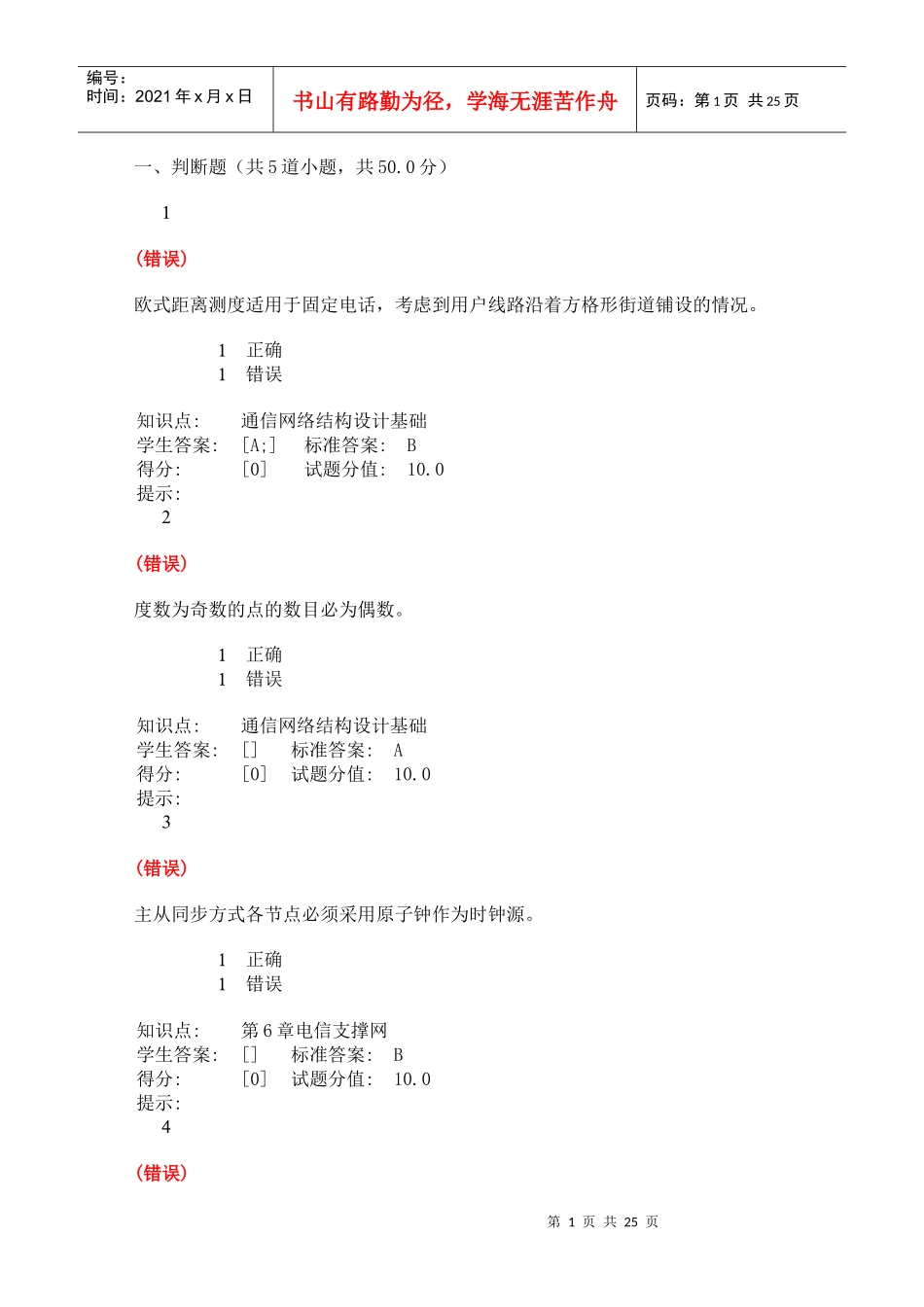北京邮电大学现代通信网阶段作业全_第1页