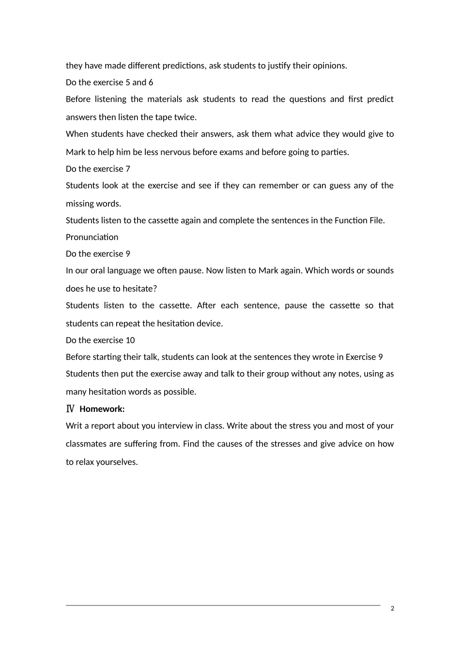 高中英语 Unit1 lesson2 Relaxing 教案 北师大版必修1_第2页