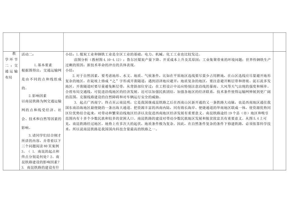 高中地理下学期第六周《交通运输方式和布局》教学设计-人教版高中全册地理教案_第3页