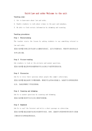 高中英语 Unit4 Law and order Welcome to the unit教案 牛津译林版选修10-牛津版高三选修10英语教案