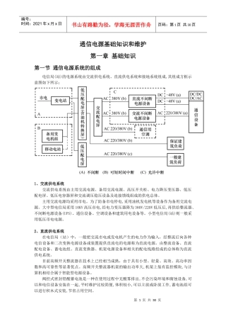 《通信电源基础知识和维护》