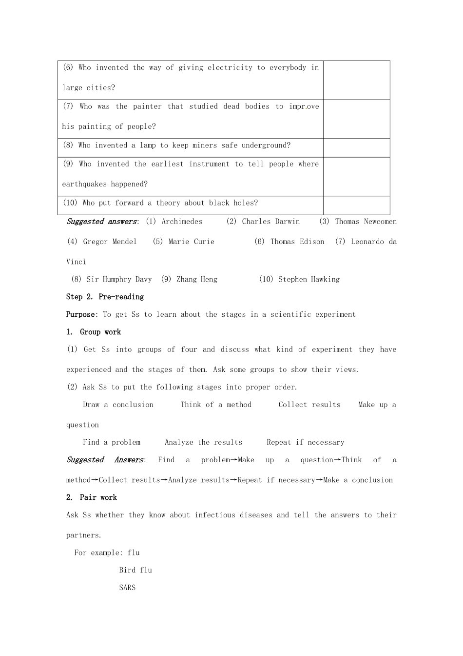 高中英语 Unit1第1-2课时 Period1&2 Warming Up, Pre-reading, Reading& Comprehending教案 新人教版必修5_第2页