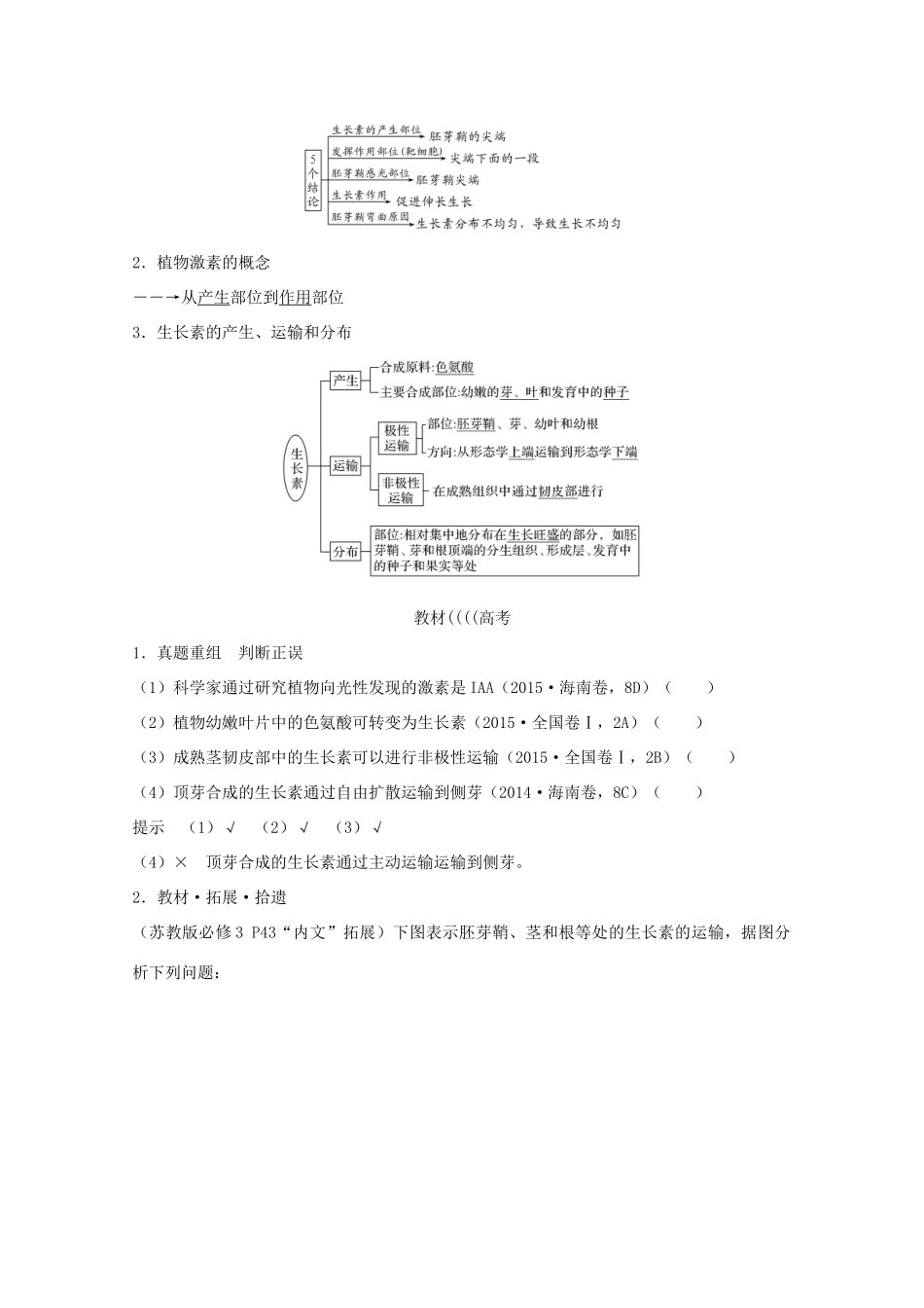 高考生物总复习 第26讲 植物的激素调节教案 苏教版-苏教版高三全册生物教案_第2页