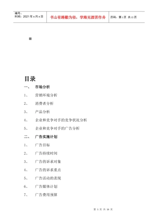 农夫山泉东方树叶系列饮料广告实施计划