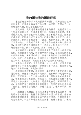 我的团长我的团读后感 