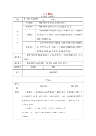 秋九年级数学上册 第3章 图形的相似 3.6 位似 第1课时 位似图形教案 （新版）湘教版-（新版）湘教版初中九年级上册数学教案