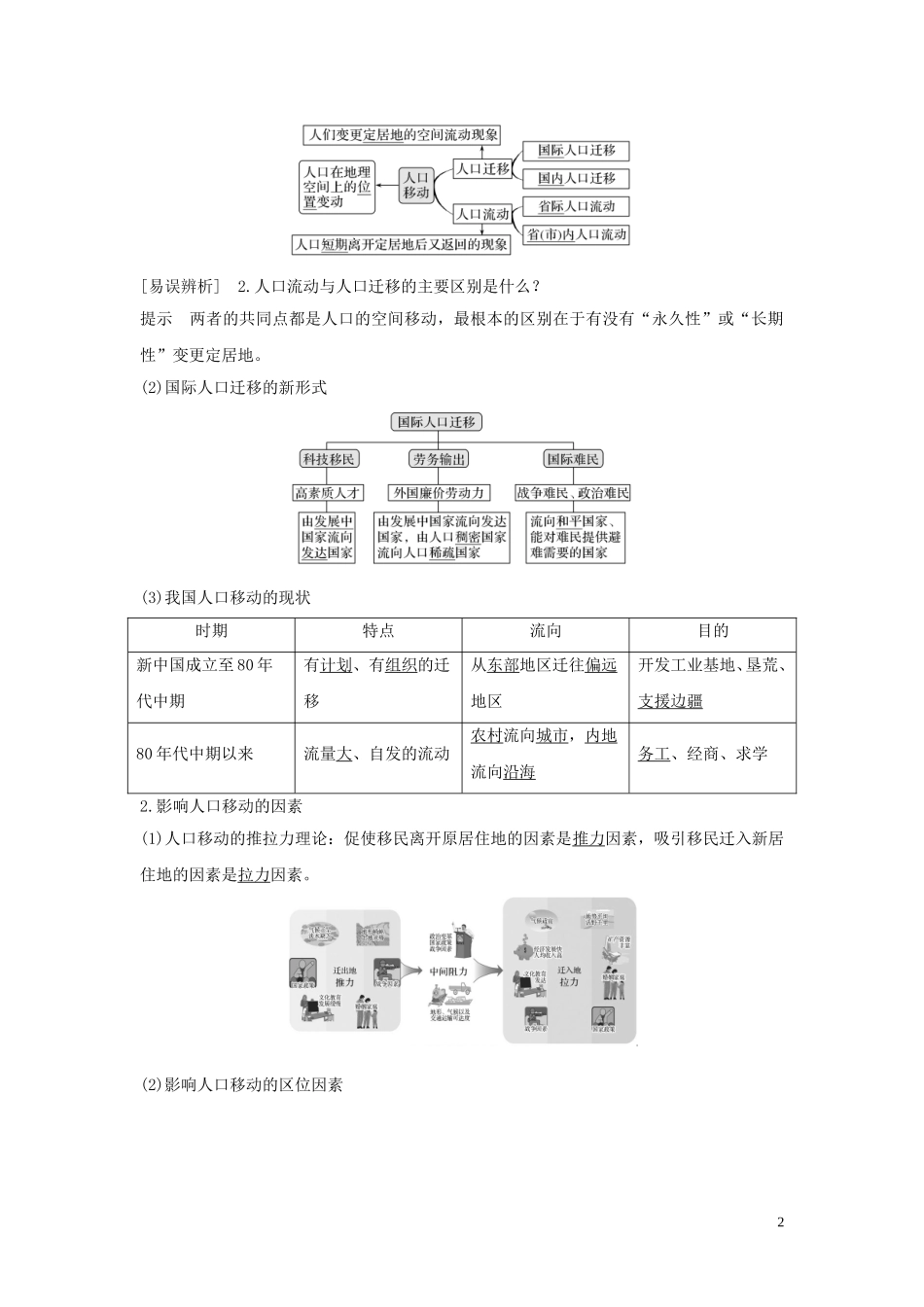 （四川专用）高考地理一轮复习 第七单元 人口与地理环境 第21讲 人口分布和人口迁移教案（含解析）新人教版-新人教版高三全册地理教案_第2页