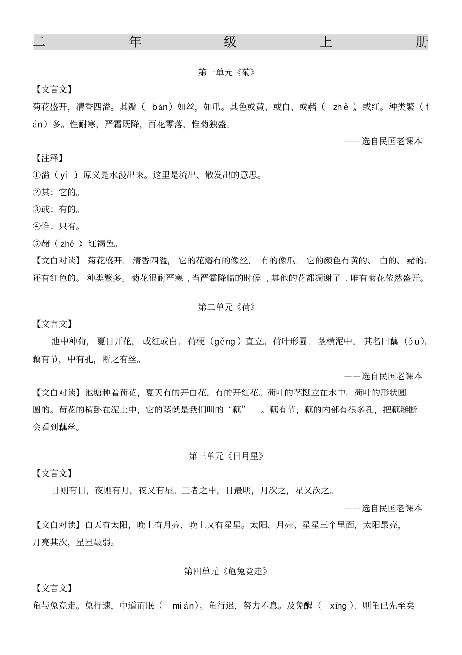 小古文上册背诵内容_第1页