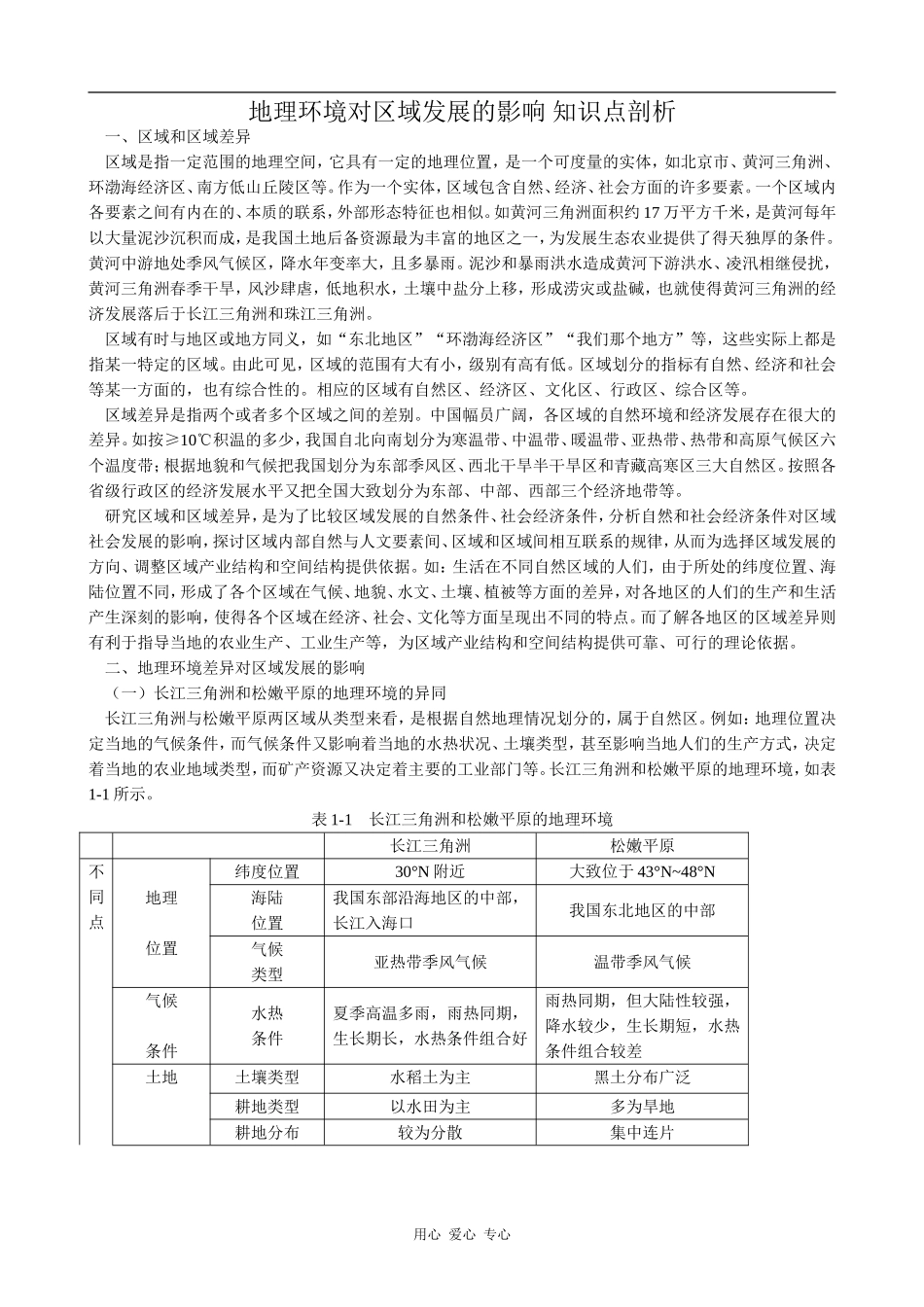 高中地理地理环境对区域发展的影响 知识点剖析人教版必修三_第1页